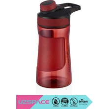 Uzspace 530ml Yeni Koleksiyon Orta Boy Manyetik Çevirmeli Kapaklı Rahat İçim Ağızlı Şeffaf Kabartmalı Gövdeli Kulplu Tritan Su Matarası BPA Yok Koku Yok