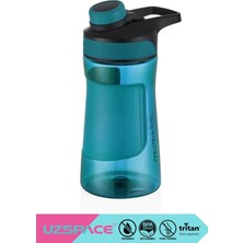 Uzspace 530ml Yeni Koleksiyon Orta Boy Manyetik Çevirmeli Kapaklı Rahat İçim Ağızlı Şeffaf Kabartmalı Gövdeli Kulplu Tritan Su Matarası BPA Yok Koku Yok