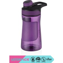 Uzspace 530ml Yeni Koleksiyon Orta Boy Manyetik Çevirmeli Kapaklı Rahat İçim Ağızlı Şeffaf Kabartmalı Gövdeli Kulplu Tritan Su Matarası BPA Yok Koku Yok