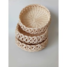 Empressco El Yapımı Rattan Bambu Hasır Çok Amaçlı Sepet Mutfak Düzenleyici Organizer (1 Adet)23 cm