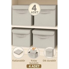 Empressco 4ADET-KAPAKLI Desenli Dolap Içi Çamaşır Oyuncak Düzenleyici Katlanır Kapaklı Saklama Kutusu 30X30X30