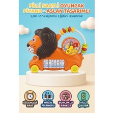 Farbu Oyuncak Hayvanlı Pilli ve Saatli Oyuncak Piyano - Eğitici Müzikli Eğlenceli Aslan Piyano