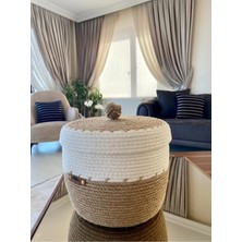 Empressco Hasır/ekru Işlemeli Kapaklı Sepet 21X25