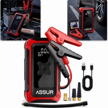 Euro Special Assur ASR8107 16000MAH 4ü1 Arada Akü Takviye Cihazı, Hava Kompresörü, Powerbank ve LED Fener