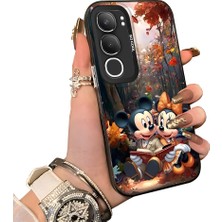 HONTINGA Vivo Y19S ile Uyumlu Kılıf Silikon Kenar Sert Arka Kamera Koruyucu Basitlik Anti Düşme Kamera Sevgili Çift Kılıf Mickey Desen Couple Telefon Kılıfı K1-1795