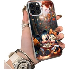 HONTINGA iPhone 13 Pro ile Uyumlu Kılıf Silikon Kenar Sert Arka Kamera Koruyucu Basitlik Anti Düşme Kamera Sevgili Çift Kılıf Mickey Desen Couple Telefon Kılıfı K1-1795