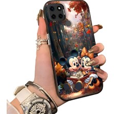 HONTINGA Realme C21Y ile Uyumlu Kılıf Silikon Kenar Sert Arka Kamera Koruyucu Basitlik Anti Düşme Kamera Sevgili Çift Kılıf Mickey Desen Couple Telefon Kılıfı K1-1795