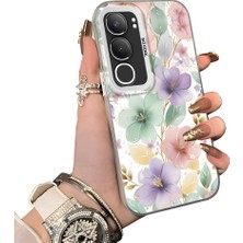 HONTINGA Vivo Y19S ile Uyumlu Kılıf Silikon Kenar Sert Arka Kamera Koruyucu Basitlik Anti Düşme Kamera Sevgili Çift Kılıf Çiçekli Desen Couple Telefon Kılıfı K1-1796