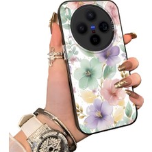 HONTINGA Vivo X300 ile Uyumlu Kılıf Silikon Kenar Sert Arka Kamera Koruyucu Basitlik Anti Düşme Kamera Sevgili Çift Kılıf Çiçekli Desen Couple Telefon Kılıfı K1-1796