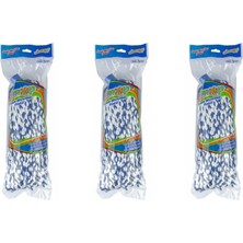 Elmop PM03 Yedek Islak Vidalı Mop Paspas Püskül Ucu - Pamuklu Mikrofiber Ipli Mop Yedeği - 3 Adet