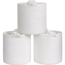 Empressco Chang Örgü Saplı 3'lü Saplı Sepet, Düzenleyici 3'lü Sepet, Hasır Dokuma Sepet 30CM x 30CM