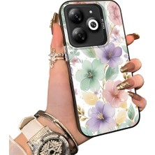 HONTINGA Infinix Smart 8 ile Uyumlu Kılıf Silikon Kenar Sert Arka Kamera Koruyucu Basitlik Anti Düşme Kamera Sevgili Çift Kılıf Çiçekli Desen Couple Telefon Kılıfı K1-1796
