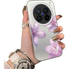 HONTINGA Vivo X200 Pro ile Uyumlu Kılıf Silikon Kenar Sert Arka Kamera Koruyucu Basitlik Anti Düşme Kamera Sevgili Çift Kılıf Güzel Çiçekli Kılıf Desen Couple Telefon Kılıfı K1-1794