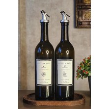 Empressco Ahşap Stantlı Amber 2'li 750 ml Zeytinyağı Sıvıyağ Şişesi Yağdanlık Yağlık 750 Bb Za St