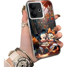 HONTINGA Vivo V60 Lite 5g ile Uyumlu Kılıf Silikon Kenar Sert Arka Kamera Koruyucu Basitlik Anti Düşme Kamera Sevgili Çift Kılıf Mickey Desen Couple Telefon Kılıfı K1-1795