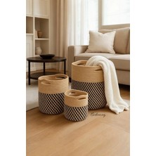 Empressco Jüt Hasır Düzenleyici Sepet 3 Lü Set,hasır Dokuma Organizer Sepet,çamaşır,banyo,salon Sepet