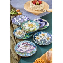 Empressco 6’lı Çiçek Desenli Pasta Tabağı Seti (20 Cm) - Pasta ve Tatlı Tabak Seti