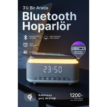 Arga Bluetooth Hoparlör MD-W10 1200MAH Kablosuz Şarj,radyo, Alarmlı Saat ve Rgb Gece Lambası Özellikli