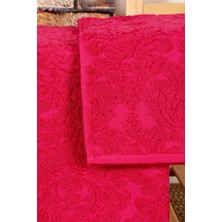 Universal Mira Home 2 Parça Jakarlı Banyo Havlu Takımı Doku Desen Fuşya