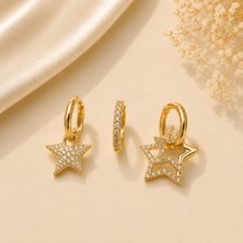 Hotchic Hotchıc Yıldız Işıltısı Gold Halka Çelik Küpe
