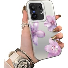 HONTINGA Vivo X200 Fe ile Uyumlu Kılıf Silikon Kenar Sert Arka Kamera Koruyucu Basitlik Anti Düşme Kamera Sevgili Çift Kılıf Güzel Çiçekli Kılıf Desen Couple Telefon Kılıfı K1-1794
