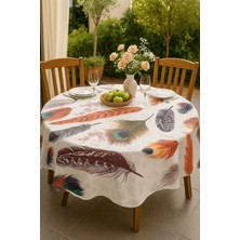 Universal Yuvarlak Tüy Desenli Duck Kumaş Masa Örtüsü 150X150 cm