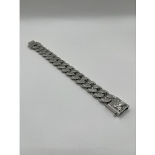 AG23 Tasarım Damla Işlemeli Chain Hiphop Rap Bileklik Silver Gümüş Renkli