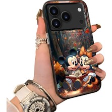 HONTINGA iPhone 17 Pro Max ile Uyumlu Kılıf Silikon Kenar Sert Arka Kamera Koruyucu Basitlik Anti Düşme Kamera Sevgili Çift Kılıf Mickey Desen Couple Telefon Kılıfı K1-1795
