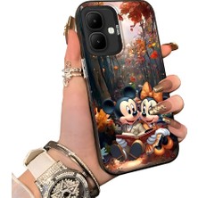 HONTINGA Infinix Smart 10 ile Uyumlu Kılıf Silikon Kenar Sert Arka Kamera Koruyucu Basitlik Anti Düşme Kamera Sevgili Çift Kılıf Mickey Desen Couple Telefon Kılıfı K1-1795