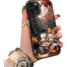 HONTINGA iPhone 11 Pro ile Uyumlu Kılıf Silikon Kenar Sert Arka Kamera Koruyucu Basitlik Anti Düşme Kamera Sevgili Çift Kılıf Mickey Desen Couple Telefon Kılıfı K1-1795