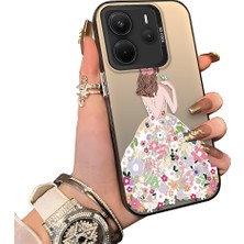 HONTINGA Xiaomi Redmi Note 14 ile Uyumlu Kılıf Silikon Kenar Sert Arka Kamera Koruyucu Basitlik Anti Düşme Kamera Sevgili Çift Kılıf Güzel Kız Desen Couple Telefon Kılıfı K1-1792