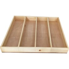 Empressco 45X40 cm Kepçelik Çekmece Içi Doğal Ahşap 4 Bölmeli Kepçe,tahta Kaşık,maşa, Organizer 45X40