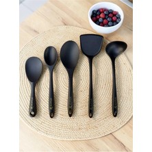Empressco 5 Parça Isıya Dayanıklı Yanmaz Yapışmaz Silikon Kepçe Spatula Kaşık Seti (30-28-22-20 cm