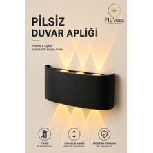 Fluvera Pilsiz Amber 3 LED Siyah Duvar Apliği Yukarı Aşağı Işık Dekoratif LED Duvar Lambası Modern Iç Dış Mekan