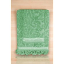 Universal 2 Parça Jakarlı Banyo Havlu Takımı %100 Pamuklu 90X150 cm Arden Yeşil