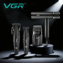 VGR Voyager Vgr V-640 S4 4'ü 1 Arada Profesyonel Saç Sakal Tıraş Makinesi ve Fön Makinesi Seti Metal Gövde Siyah