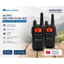 Aselsan Midland G5 Pro PMR446 Lisanssız Telsiz – 2'li Set (Kulaklık Hadiyeli)