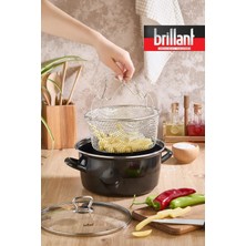 Empressco Cam Kapaklı Emaye Patates Kızartma Tenceresi Fritöz 22 cm