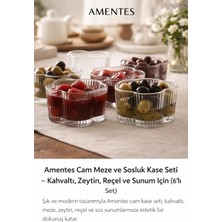 Empressco Estetik Çiçek Desenli 6lı Cam Reçellik Zeytinlik Sosluk Kahvaltılık Seti