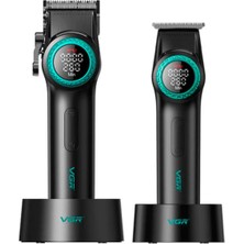 VGR Voyager V-001 Pro & V-977 2'li Profesyonel Saç Kesim ve Çizim Tıraş Makinesi Seti - Siyah