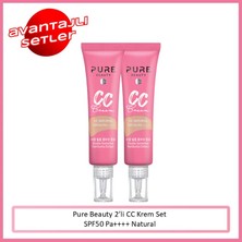 Pure Beauty, cc Krem, SPF50, Pa++++, Natural - 30 Ml, 2'li Set  (Yeni Ürün 4+)