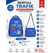 Newfull Trafik Baskılı Erkek Sırt Okul Çantası-2'li Set  (Yeni Sezon)
