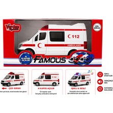 Vardem Oyuncak 🚑 Famous Metal Model C112 Ambulans – 15 Cm, Işıklı & Sesli