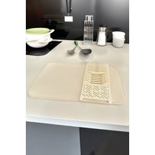 Empressco Krem Bulaşık Matı Mikrofiber Tezgah Üstü Örtü Kurulama Kurutma Bezi 36X60CM