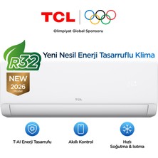 TCL Saveın, 12000 Btu Split Klima, T-Aı Enerji Tasarrufu, Turbo Soğutma, Akıllı Wi-Fi Kontrolü, Akıllı Konfor - 2026 Model, TAC-12CHSD(080009)/ZG21I