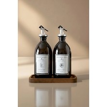 Empressco Ahşap Stantlı Amber Zeytinyağı Sıvıyağ Şişesi Yağdanlık 500 ml 500T Bb Za St