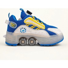 Mavi 4 Tekerlekli -Teker Işıklı -Içe Kapanmalı Tekerlekli Paten Spor Ayakkabı - Tekerlekli Sneakers  Seferi