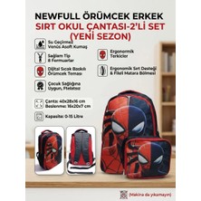 Newfull Örümcek Baskılı Erkek Sırt Okul Çantası-2'li Set  (Yeni Sezon)