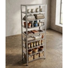 Alanraf 8 Katlı Galvaniz Çelik Raf - Depo, Arşiv, Kiler, Dosya, Market Rafı 43X75 CM-250 Cm-0.70 mm
