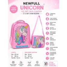 Newfull Unicorn Baskılı Kız Sırt Okul Çantası-2'li Set  (Yeni Sezon)